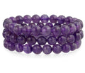 Handmade 8mm Amethyst Quartz Gemstone Bead Bracelet Classic Style Buddhist Stretch Bracelet for Women Men for Anniversaries