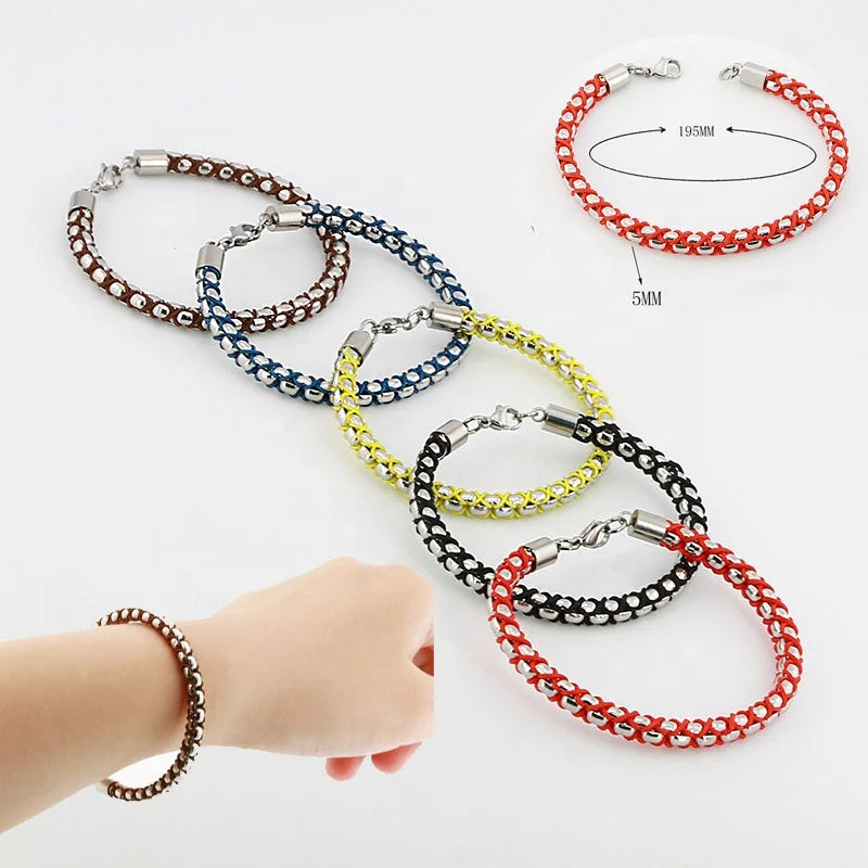 Newly Arrived Cross Wax Rope Hand-Woven Mens Stainless Steel Bracelet