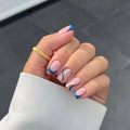 Short Square Lines Press on Nails Square Nail Tips False Nails Pre-glued Manicure Artificial Fingernails