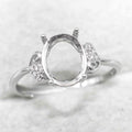 Sterling Silver 8*10mm Semi Mount Ring Empty Frame Blank Support Setting S925 Base Holder Without Center Stone for DIY Inlay