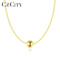 CZCITY Minimal Elegant Ball Pendant Charms for Necklace Women Gold Plated Simple Pendants