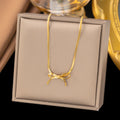 Dainty Gold Bow Chain Choker Necklace Stainless Steel Bowknot Necklace Bow Jewelry Gift for Women Girls