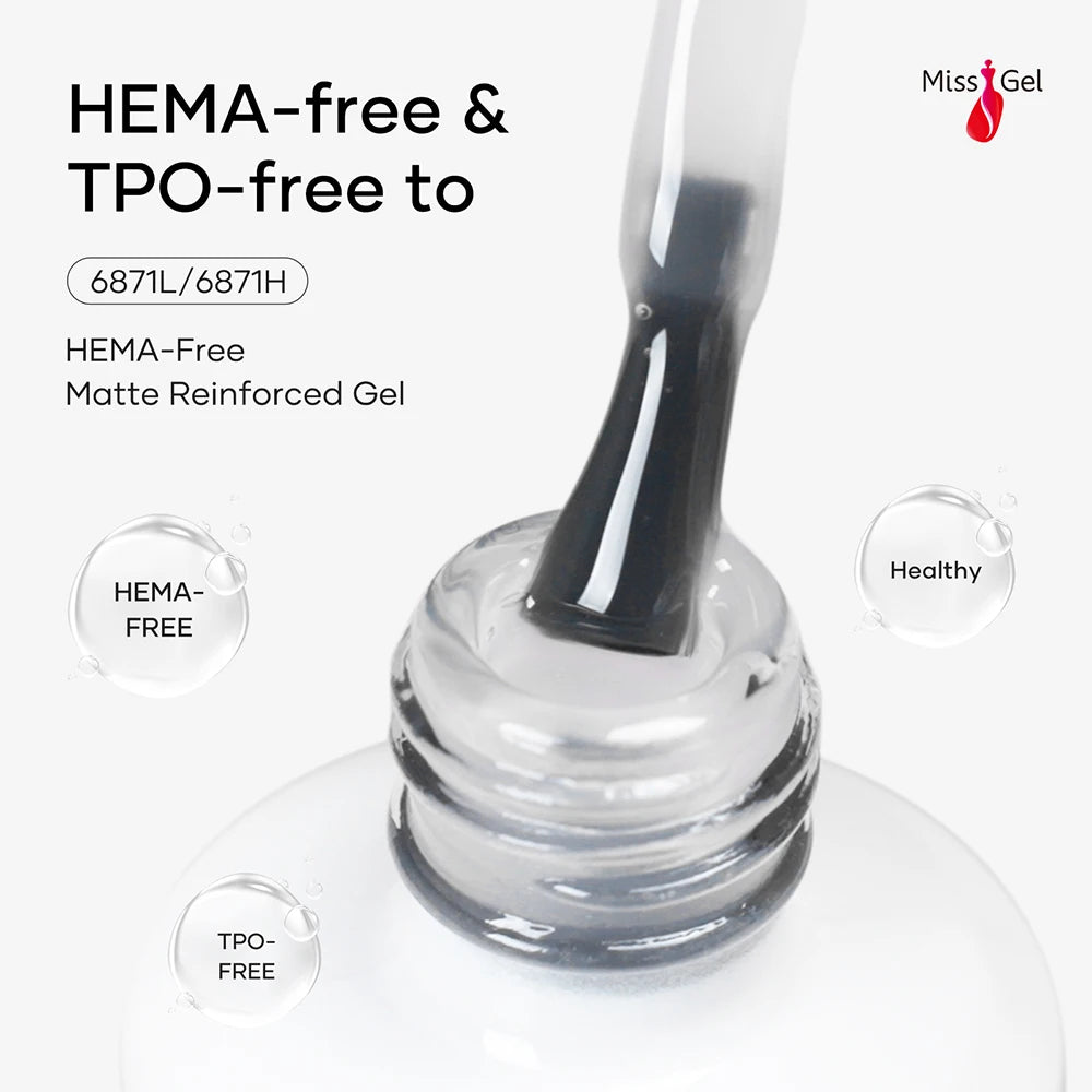 MissGel Hema Free No Wipe Matte Top Coat Strong Base Coat Functional Reinforcement Gel Polish for Soak Off UV Nail Art Varnish