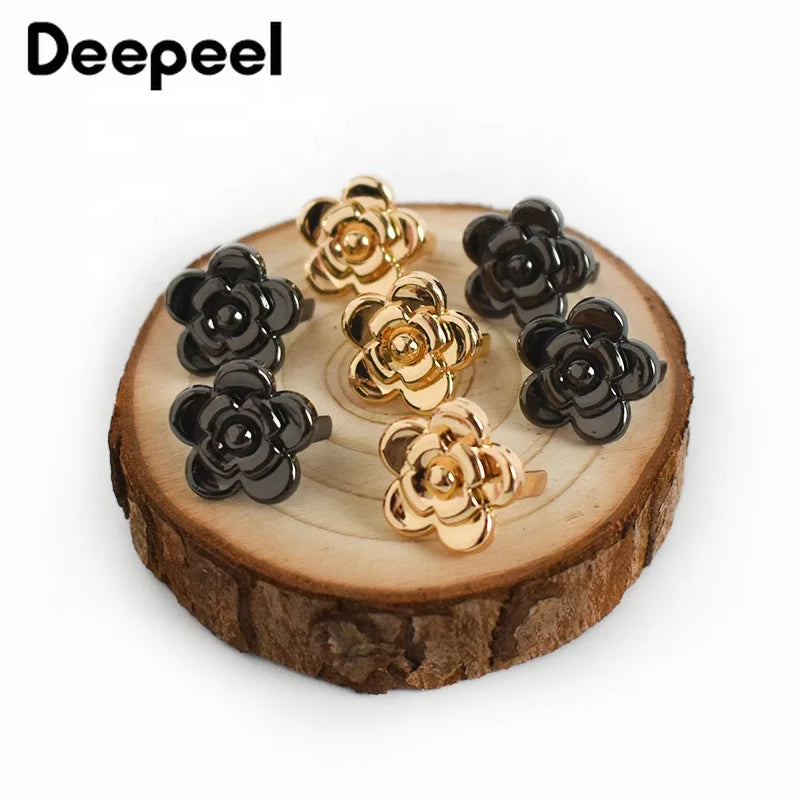 Deepeel BF765 12mm Handbag Hardware Accessories Bag Logo Decorative Screws Buckle Flower Shape Decorative Clasp Rivet Buckle