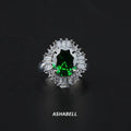 Wholesale S925 Silver Color Treasure Emerald Pigeon Blood Red Blue Treasure Rectangular Cz Thumb Ring