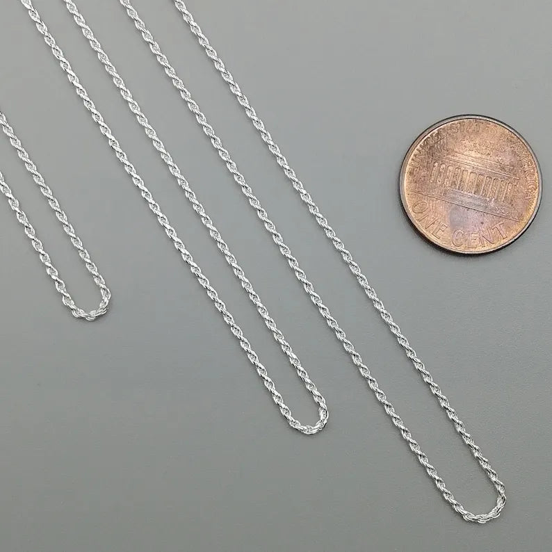 SC29 Women Men Jewelry Supplies Making Chains 925 Sterling Silver 1.2mm Diamond-Cut Rope Chain Necklace
