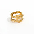 Joolim High End 18K Gold Plated Stainless Steel Band Double-layer Fluid Rings for Women Finger Ring Wholesale