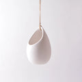 Ivory Ceramic Hanging Planter with Flat Bottom As Wall Vase