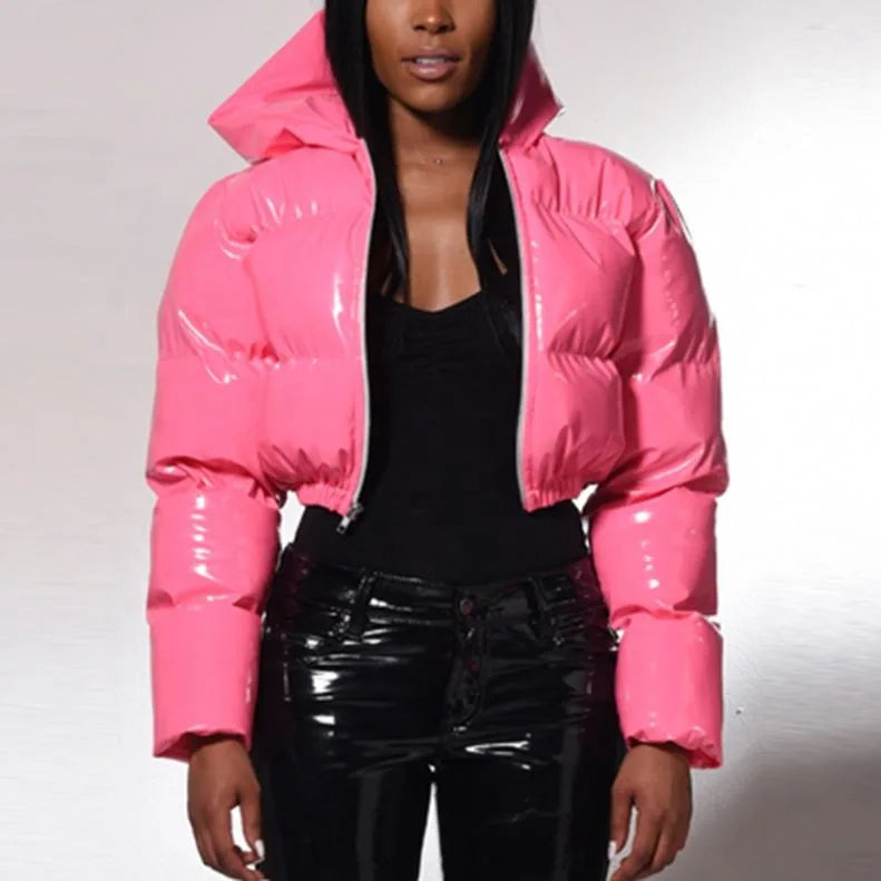 Women Winter Chic Hooded Cotton Padded Parkas  Winter Warm Loose Solid Thicken Female Coats Ladies Zippers Outwear