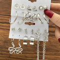 Tongxin Vintage Gold Silver Color Metal Chain Hoop Earrings Set for Women Fashion Pearl Circle Hoop Earrings Trend Jewelry