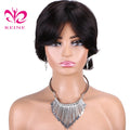 Short Virgin Remy Brazilian Human Hair Wigs for Cut Straight 150% Density Black Women Machine Made Glueless Wig REINE Brand