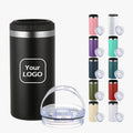 Custom Logo  4 in 1 16oz  Stainless Steel Can Insulator Can Cooler Straight Tumbler  With 2 Lids