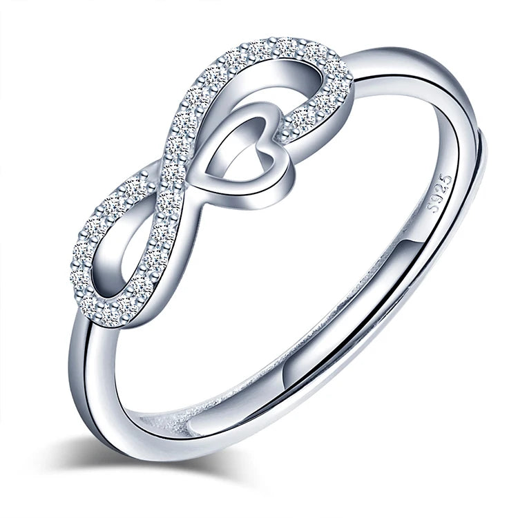 Fashion Infinity Heart Ring 925 Silver Engagement Rings Jewelry Women