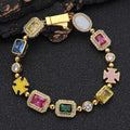 Veromca New Hip-hop Colored Gemstone Zircon Men Jewelry Sets for Women Bracelet Femme Bracelet