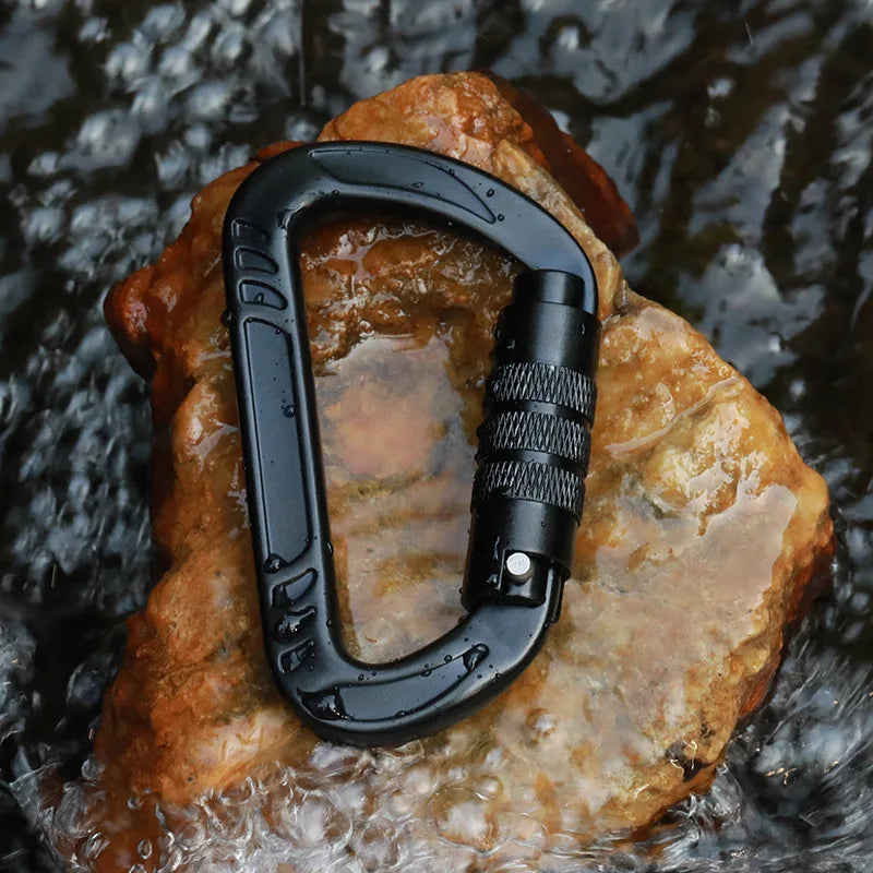 23KN Automatic Aluminum Carabiner for Mountaineering & Climbing Safety Belt Buckles for Backpack Kettle Quick Hanging Tent Lock