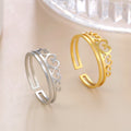 Fashion Women Heart Crown Ring Stainless Steel Gold Color Open Adjustable Rings Fashion Jewelry Wedding Lover Gift