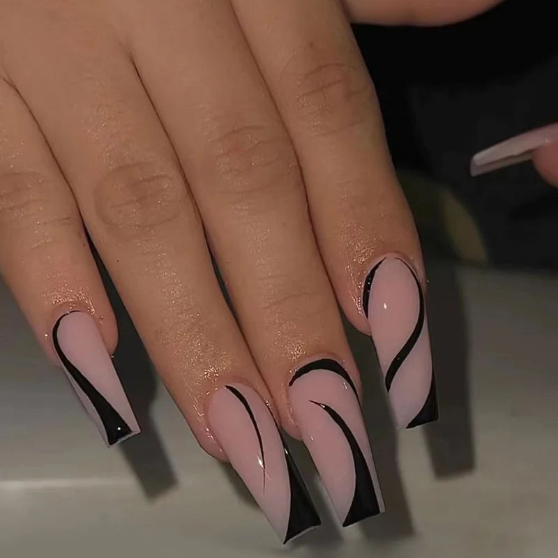Custom Artificial Designer Matte Lines Press on Nails Press on Acrylic Fake False Nails