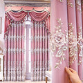 Luxury Double Layer Blackout Curtain with Sheer European Bead Embroidered Window Drape for Living Room