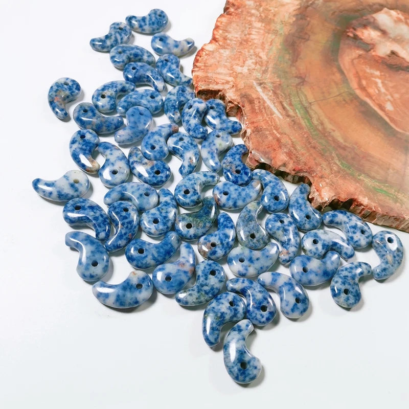 HZ Hot Sale Factory Direct Crystal Hair Clips Beads Aquamarine/Blue Spot Jasper Jade Magatama