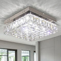 Modern Square Crystal Chandelier LED Small Chandeliers Flush Mount Ceiling Light Fixtures for Bedroom Hallway Foyer 6000K