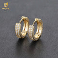 Hip Hop Personalized Iced Out Diamond Earrings Double Cubic Zirconia 18k Gold Plated Earrings Women