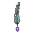 C8270 Abiding Shield Long Lasting Plating Tarnish Free Green Nano Emerald 925 Sterling Silver Natural Amethyst Brooch