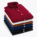 Factory Wholesale Woven Breathable Embroidered Corduroy Long Sleeve Casual Buttoned Lapel Pocket Men's Shirt In-Stock