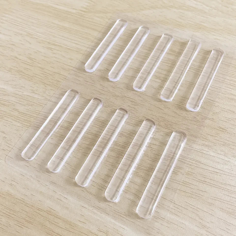 Self Adhesive Cabinet Rubber Bumper Strip 63*10*2.5MM Clear Glass Table Top Anti Slip Pads for Chairs to Protect Walls