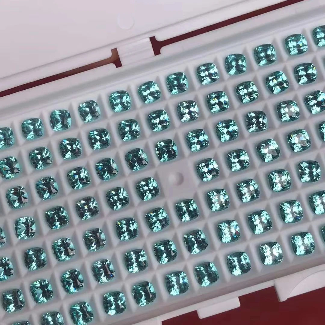 Zhanhao Jewelry Lab Grown Paraiba Excellent Cutting Loose Gemstones for DIY Jewelry Accessories Cushion Cut Heart Shape