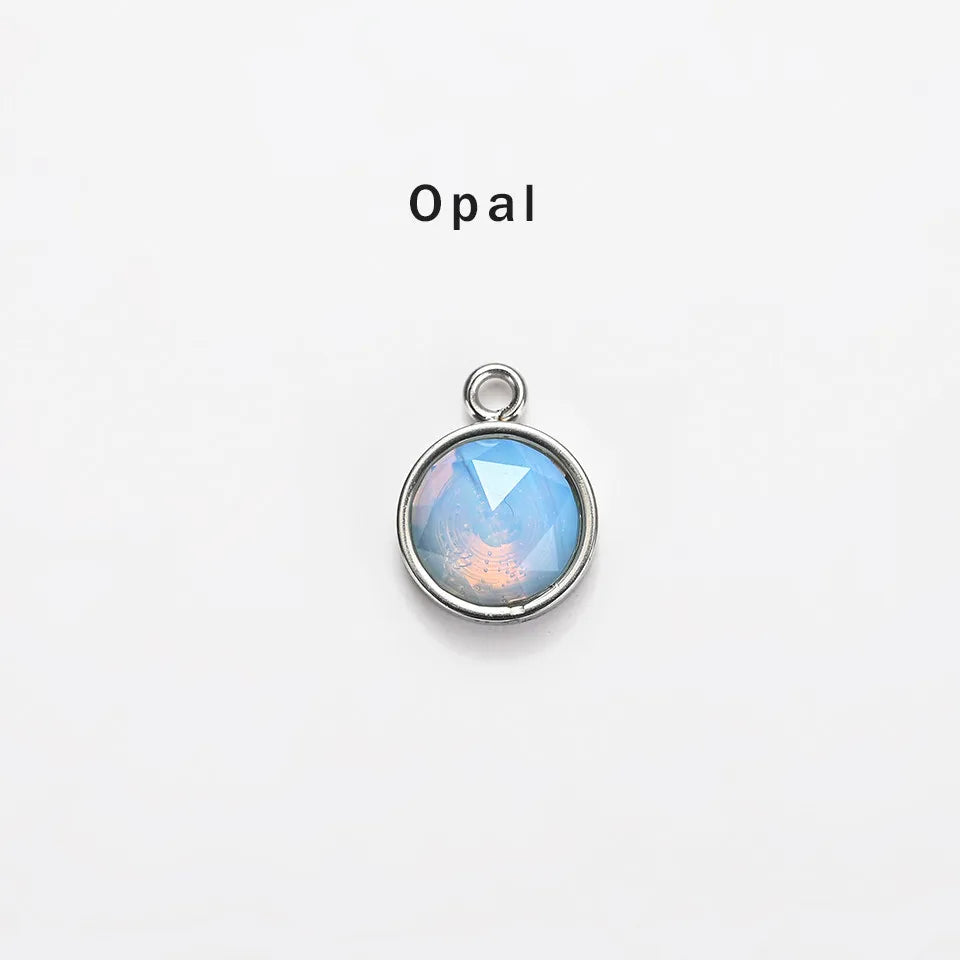 Customizable Stainless Steel Pendant Faceted Natural Stone Classic Style DIY Fashion Charms Personalized Brand Logo for Mother's