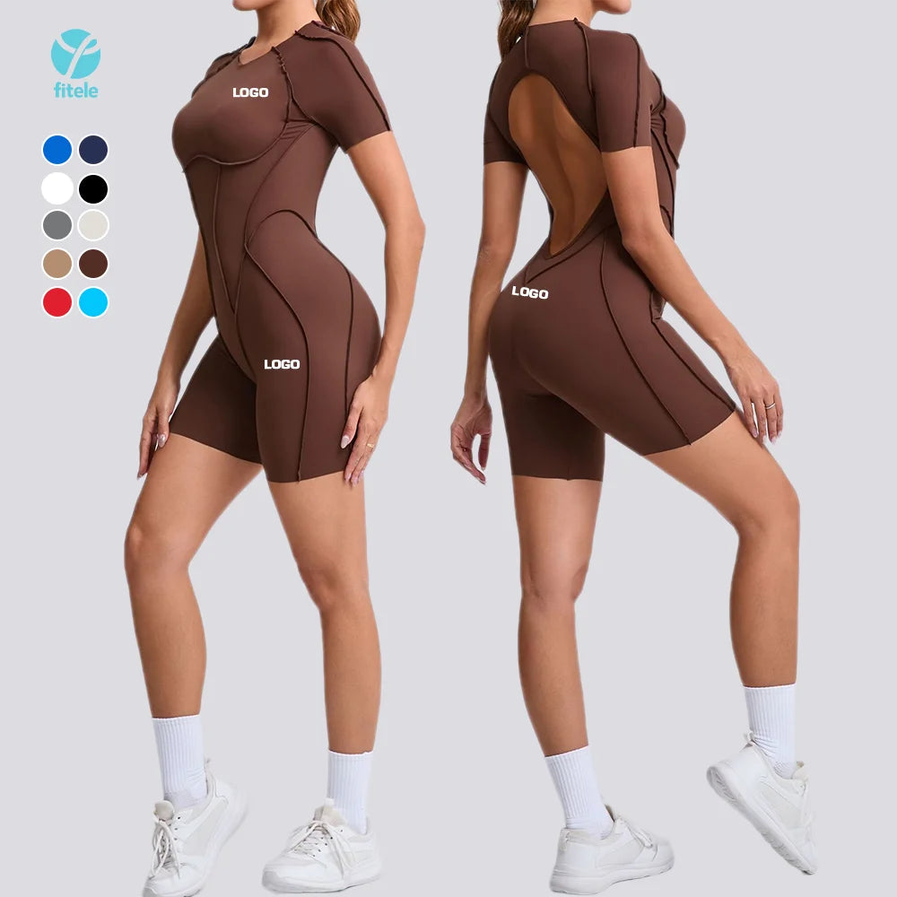 Breathable Open Back Design Sleek Women Jumpsuit Three-dimensional Cutting Designs Women's Gym Jumpsuit Sports Yoga Bodysuit