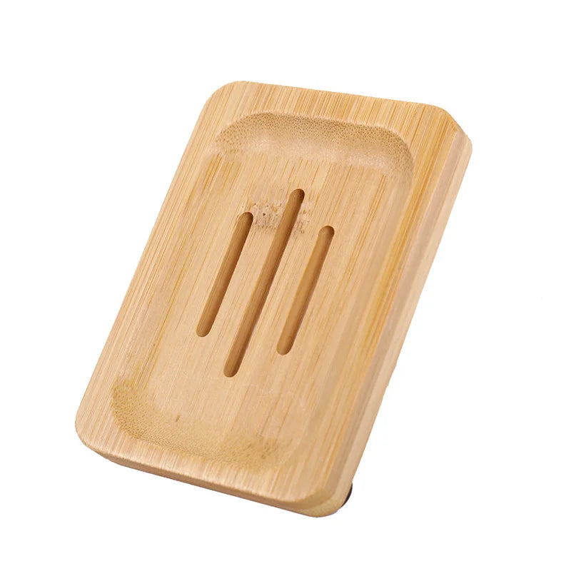 Stock Natural Bamboo Wood Eco-Friendly Reusable Two-piece Rectangle Soap Dish Tray Modern Stylish Healthy Custom Logo Bathroom
