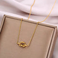 Simple Light Luxury Gold Plated Necklace Retro Fashion Heart Knot Stainless Steel Necklace