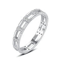 Fashion 925 Sterling Silver Women Simple Wedding Hollow Micro-inlaid CZ Diamond Ring