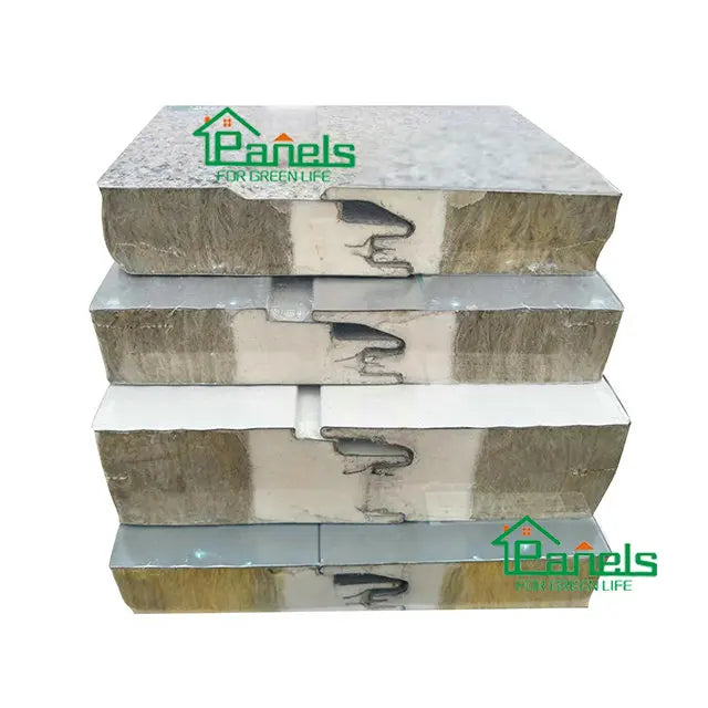 Fireproof Rock Wool Sandwich Panel PU Sealing Side 50-150mm Thickness 80-120kg/m Density for Workshop Walls Roofs Metal