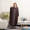 Middle East Arab Muslim Women's Black Loose Chiffon Diamond Abaya Dress Robe Polyester Plus Size