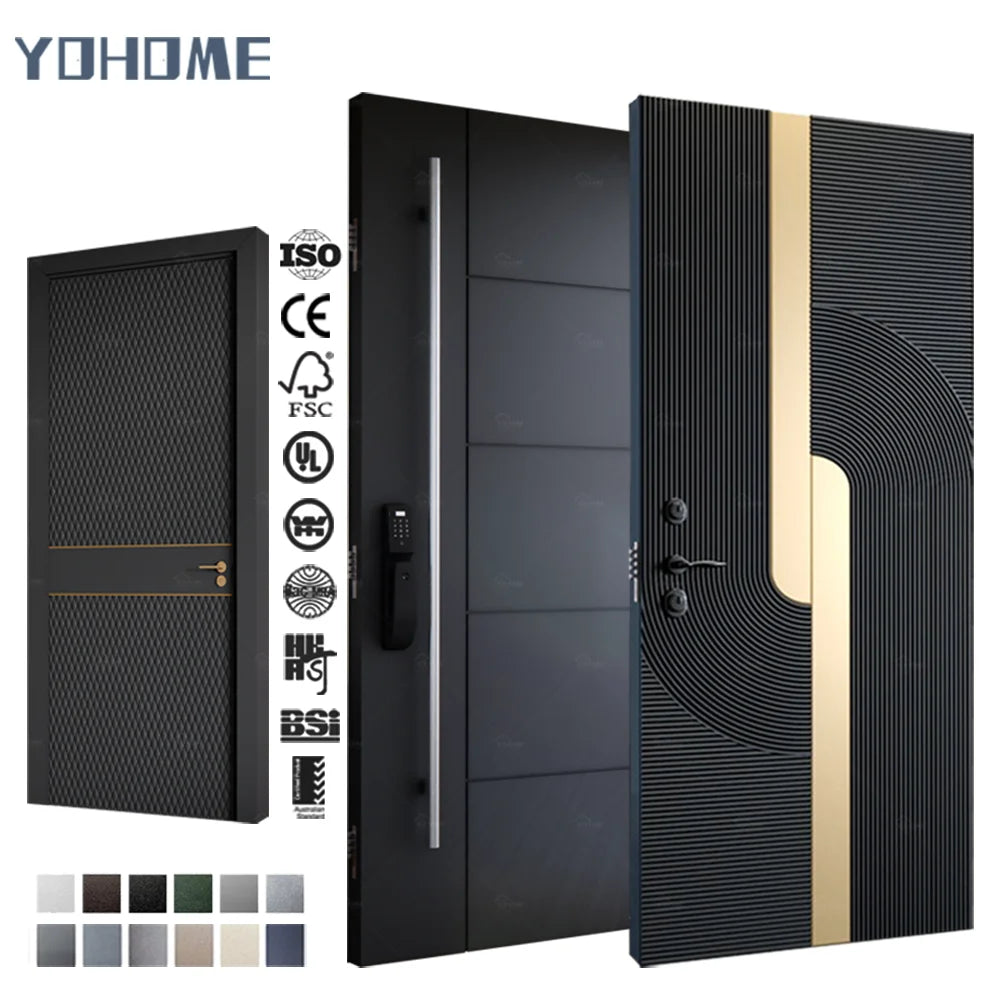 Yohome Top-quality Stylish Contemporary Premium Commercial Aluminum Special Main Entrance Front Doors with Smart Locking