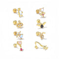 Fashion Jewelry Colored Zircon Earrings 18K Gold Plated Brass Earrings New Design Stainless Steel Needle Earrings for Women