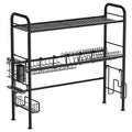 2 Tier Large Over Sink Multifunction Dish Rack Utensil Holder Kitchen Counter Drainer Auto Drainage Space Saving Organizer