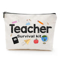 Custom Logo Natural Linen Teacher Makeup Bag Waterproof Jute Teacher Appreciation Gift Pouches