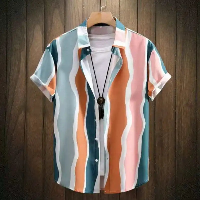 Top Fashion Men's Breathable Printed Short Sleeve Woven Casual Designer Shirt