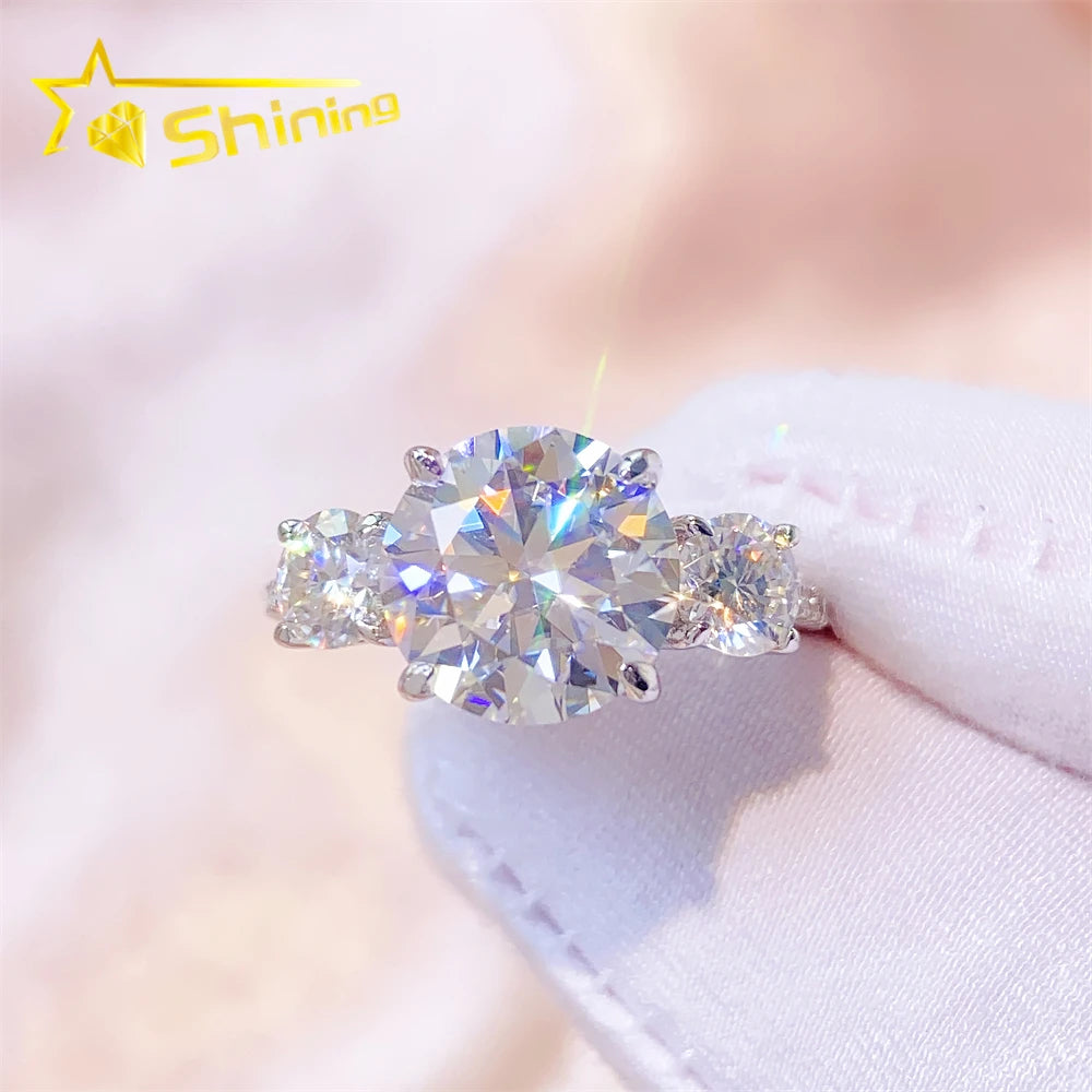 Factory Price 925 Sterling Silver Moissanite Ring Custom Iced Out Moissanite Women Wedding Engagement Rings