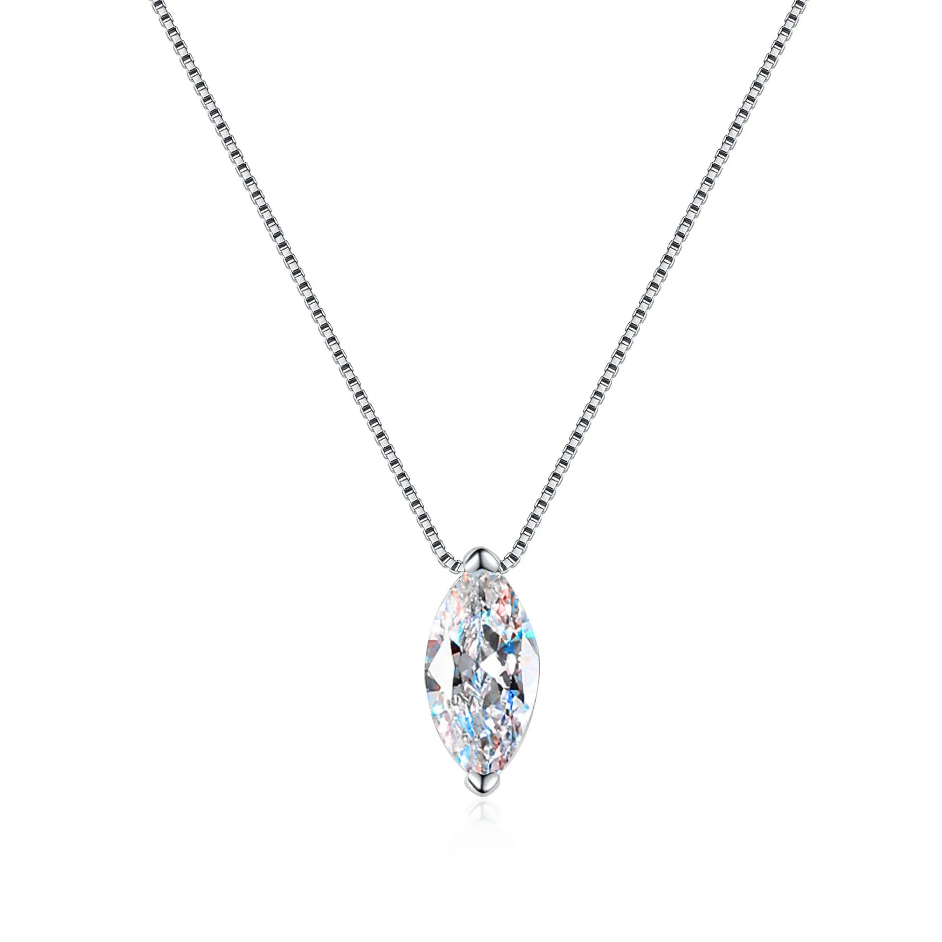 Fine Jewelry 1 Carat Water Drop Natural Diamond Necklace 925 Sterling Silver Ladies Moissanite Pendant and Chain Necklaces