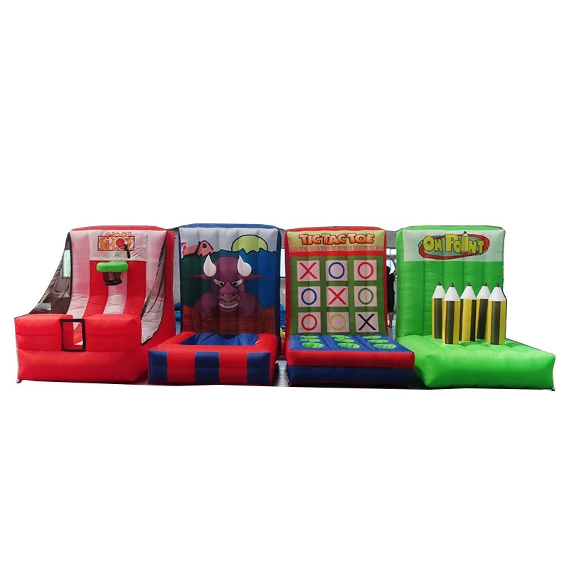 4 in 1 Inflatable Interactive Sports Game Family Carnival Game for Kids Balls Shooting Game