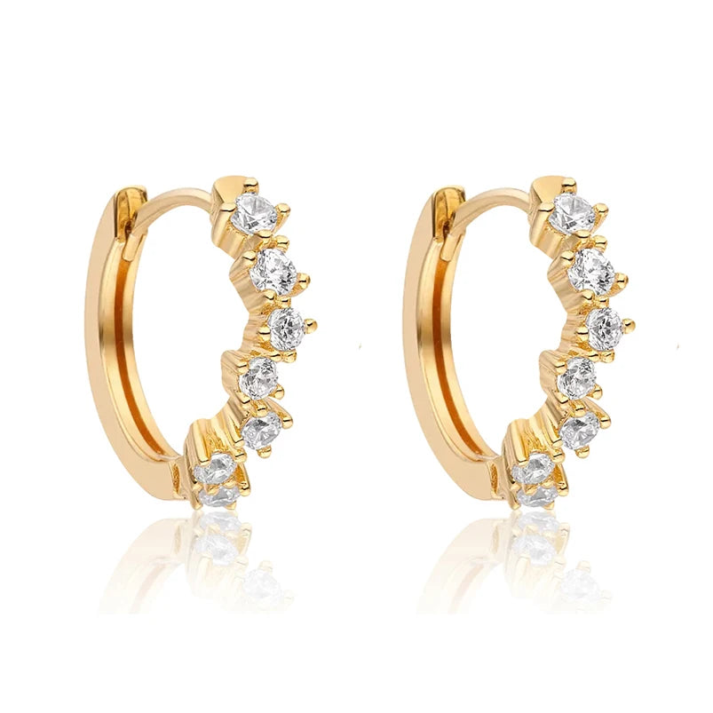Gemnel Brass 18k Gold Plated Minimalist Cz Huggie Hoop Earring