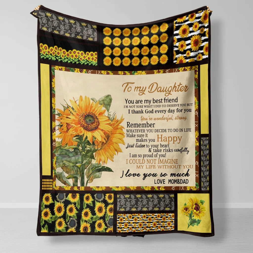 Personalized 100% Plush Poly-microfiber Message  Letter to Mom Sherpa  Fleece Blanket to My Daughter Son Wife Letter Printed