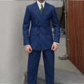 New Gentleman British Striped Double Breasted Suit Men Classic Business Suits Luxury 2 Pieces Set