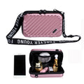 Professional Rose Gold Outdoor Hardshell Make up Bag Adjustable Shoulder Strap Cosmetic Case with Mesh Dividers