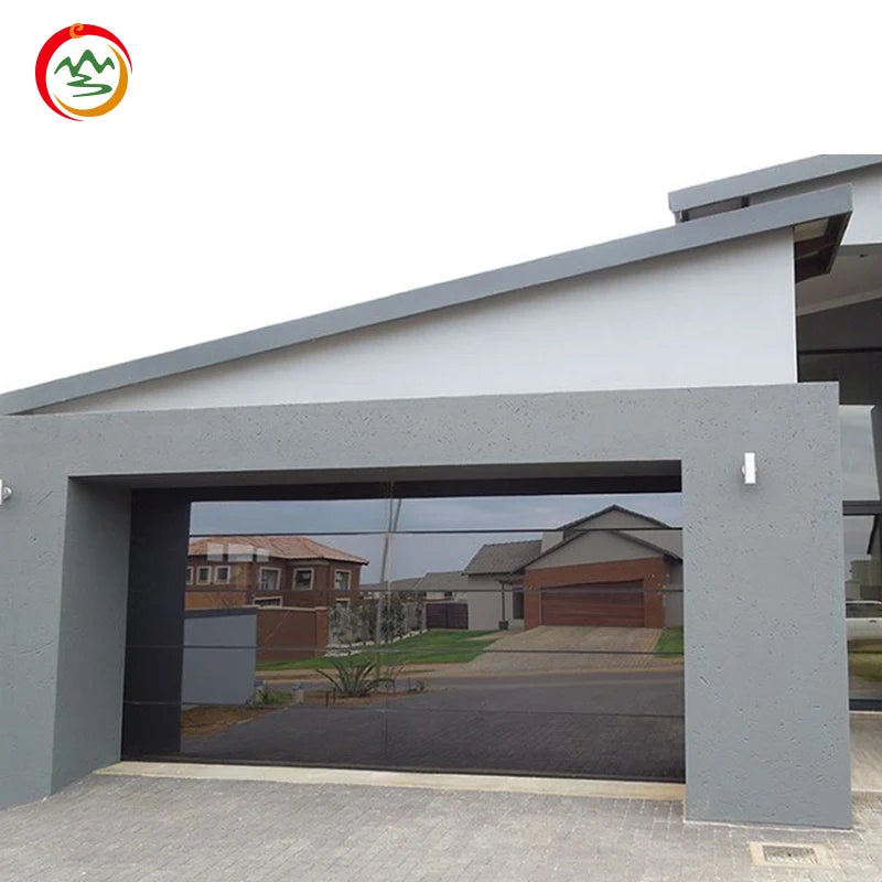 High Standard Frameless Aluminum Mirror Reflective Glass Garage Door Custom Designed Factory Professional Modern Style Home
