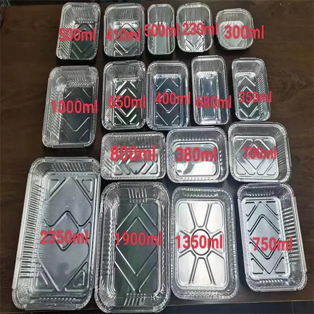 OEM logo Aluminum Foil for Food Packing and Storage Tin Foil Rectangular Tray Small Aluminum Foil Container